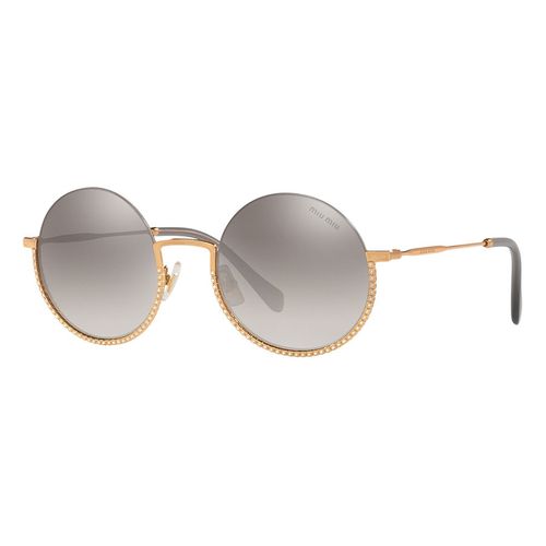 Kính Mát Nữ Miu Miu Round Crystal-Embellished Sunglasses 0MU 69US 70E50052 Màu Vàng