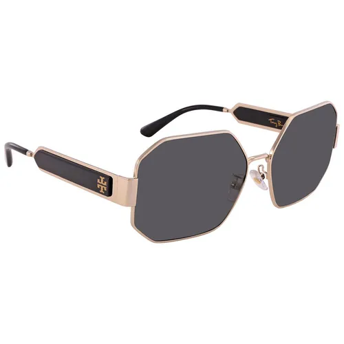 Kính Mát Nữ Tory Burch Grey Irregular Ladies Sunglasses TY6094 327187 60 Màu Xám Đen - Kính mắt - Vua Hàng Hiệu