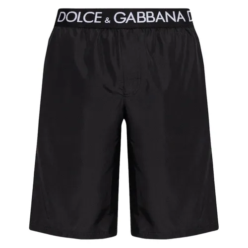 Quần Short Nam Dolce & Gabbana D&G Logo Waist Knee Length Swim M4B74TFUSFWN0000 Màu Đen Size 2 - Thời trang - Vua Hàng Hiệu