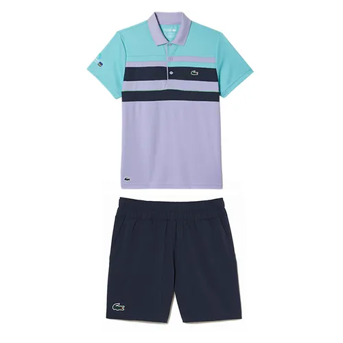 Thời trang - Set Quần Áo Cộc Tay Nam Lacoste Men's Màu Xanh Tím Size 3 - Vua Hàng Hiệu