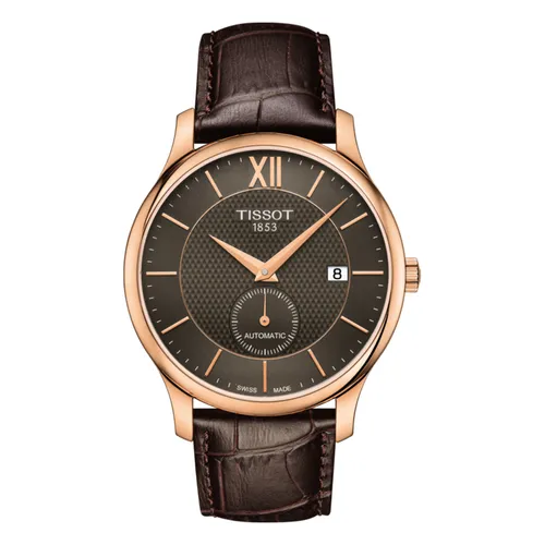 Đồng Hồ Nam Tissot Tradition Automatic Anthracite Dial Men's Watch T063.428.36.068.00 Màu Nâu Vàng Hồng