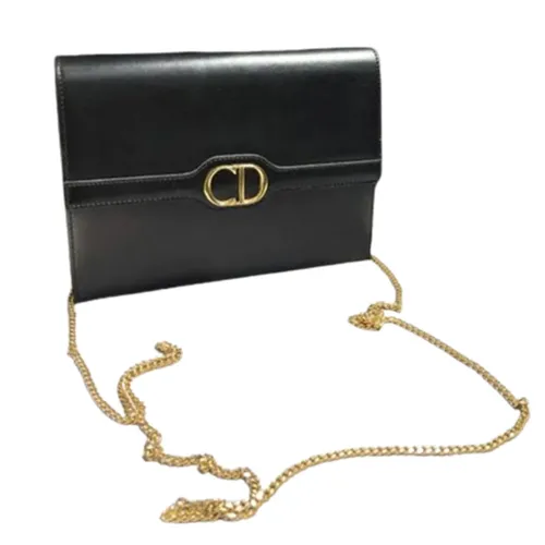 Túi Đeo Chéo Nữ Christian Dior Leather CD Logo Chain Black Màu Đen