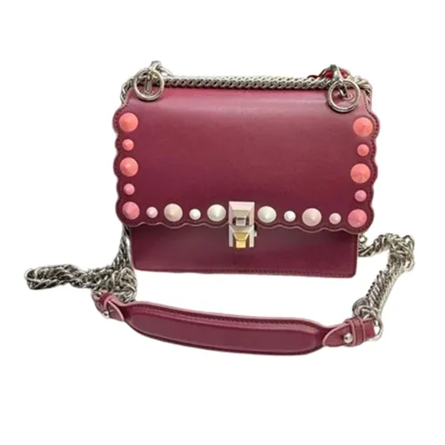 Túi xách - Túi Đeo Chéo Nữ Fendi Kan I Studded Small Wine Handle Bag Màu Đỏ Đô - Vua Hàng Hiệu