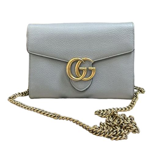 Túi Đeo Chéo Nữ Gucci GG Marmont Chain Wallet Leather Mini Màu Xám
