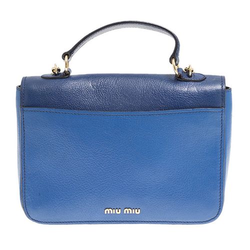 Túi Đeo Chéo Nữ Miu Miu Blue Bi Color Leather Madras Crossbody Bag Màu Xanh-6