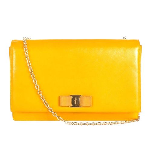 Túi Đeo Chéo Nữ Salvatore Ferragamo Ginny Yellow Bag With Gold Buckle Màu Vàng