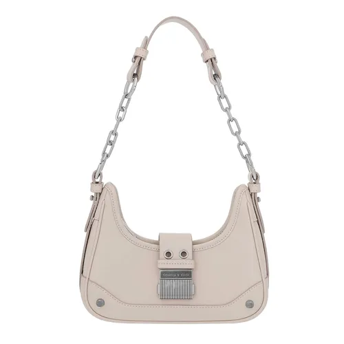 Túi Đeo Vai Nữ Charles & Keith CNK Winslet Belted Hobo Bag Oat 40271053 Màu Xám Trắng
