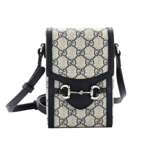 Túi xách - Túi Đựng Điện Thoại Gucci Horsebit 1955 Phone Box Mini Bag Màu Navy/Be - Vua Hàng Hiệu