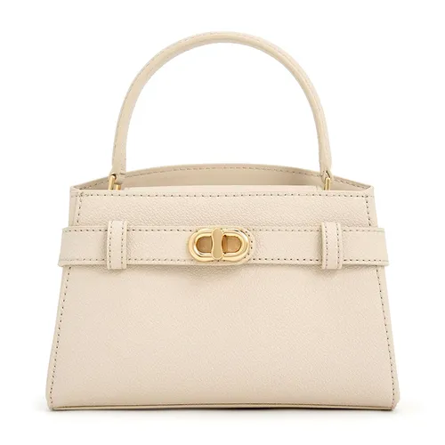Túi Xách Nữ Charles & Keith CNK Aubrielle Metallic-Buckle Top Handle Bag 50270880 Oat Màu Be