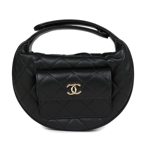Túi Xách Tay Nữ Chanel Hobo Pouch Bag Black Caviar Gold Hardware Màu Đen
