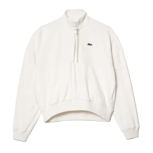 Áo Nỉ Sweater Nữ Lacoste Oversize Half Zipper White SF6385 70V Màu Trắng Size 34