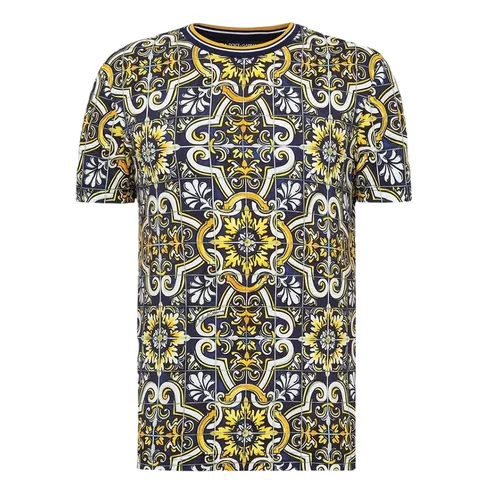 Áo Phông Nam Dolce & Gabbana D&G With Maiolica Print Cotton T-Shirt G8KD0TFI7VN Phối Màu Size 44