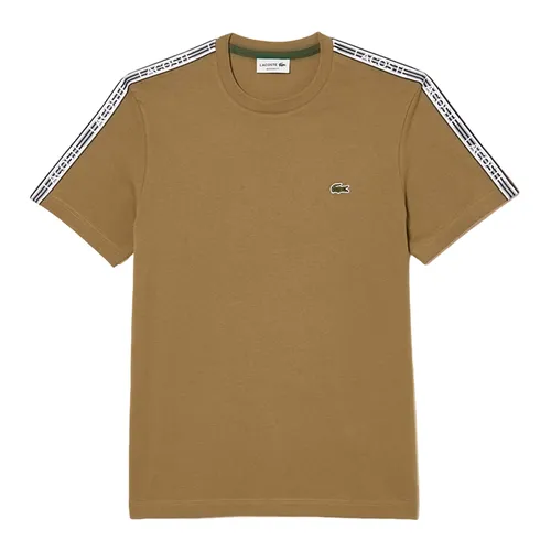 Áo Phông Nam Lacoste Men's Regular Fit Logo Stripe T-shirt TH5071-51 Màu Nâu Size 3