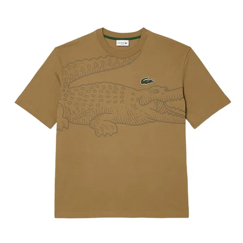 Áo Phông Nam Lacoste Men's Round Neck Loose Fit Crocodile Print T-shirt TH5511-51 Màu Nâu Size 3