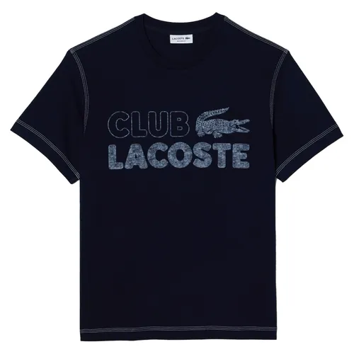 Áo Phông Nam Lacoste Vintage Print Organic Cotton TH5440-166 Tshirt Màu Xanh Navy Size 4