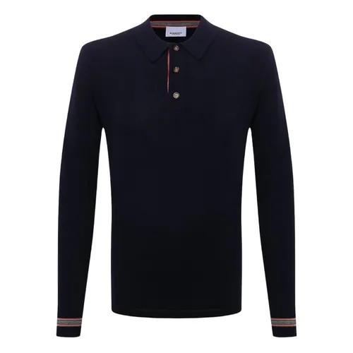 Áo Polo Dài Tay Nam Burberry With Striped Vintage Check Motif 8045520 Màu Xanh Navy Size M - Thời trang - Vua Hàng Hiệu