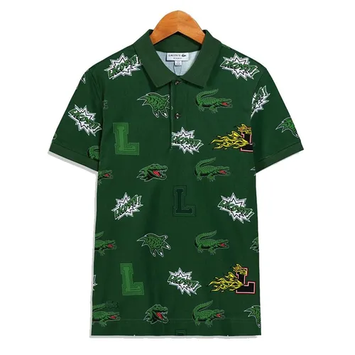 Áo Polo Nam Lacoste Crocodile Comic Print Shirt PH1464-PZ1 Màu Xanh Lá Size 2