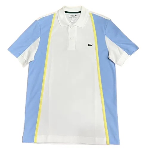 Áo Polo Nam Lacoste Heritage Regular Fit Colorblock Cotton Piqué Shirt Màu Xanh Trắng Size 2