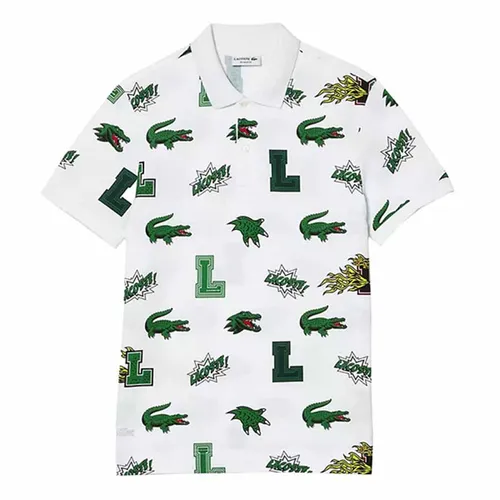 Thời trang - Áo Polo Nam Lacoste Holiday Regular Fit Crocodile Print Shirt PH1464 SBH Màu Trắng Họa Tiết Size 2 - Vua Hàng Hiệu