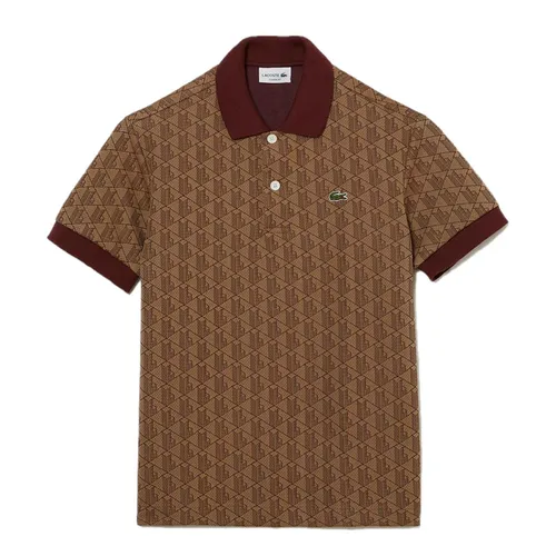 Áo Polo Nam Lacoste Men's Classic Fit Monogram Print Contrast Collar Polo Shirt DH0073-MKJ Màu Nâu Đậm Size 3