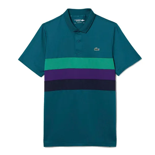 Áo Polo Nam Lacoste Men's Sport Tricolour Stripe Golf DH0585-65A Màu Xanh Lam Size 2