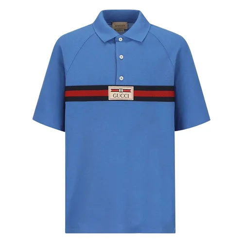 Thời trang Xanh Blue Áo Polo Cotton - Áo Polo Nữ Gucci With Logo Embroidered 758815XJF3F4573 Màu Xanh Blue - Vua Hàng Hiệu