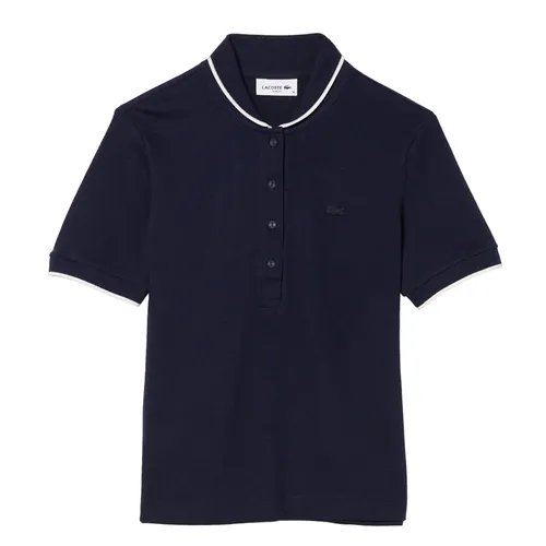 Áo Polo Nữ Lacoste Women's Lacoste Slim Fit Striped Collar Flowy Piqué Shirt PF9203 Màu Navy Size 36