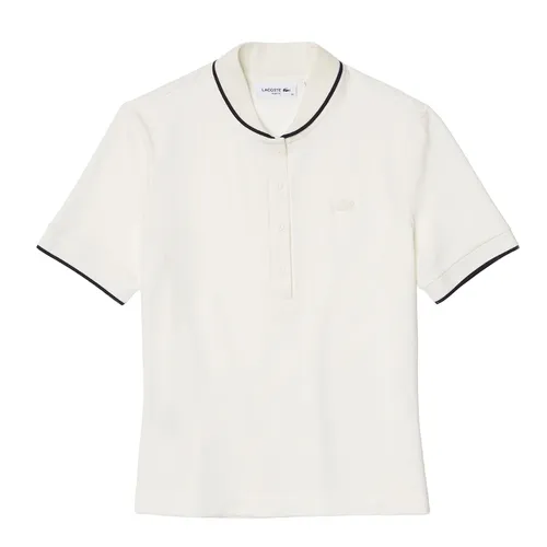Áo Polo Nữ Lacoste Women's Lacoste Slim Fit Striped Collar Flowy Piqué Shirt PF9203 Màu Trắng Size 36