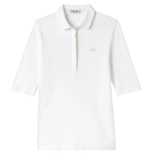 Áo Polo Nữ Lacoste Women's Slim Fit Stretch Mini Piqué PF7844.001 Màu Trắng Size 34