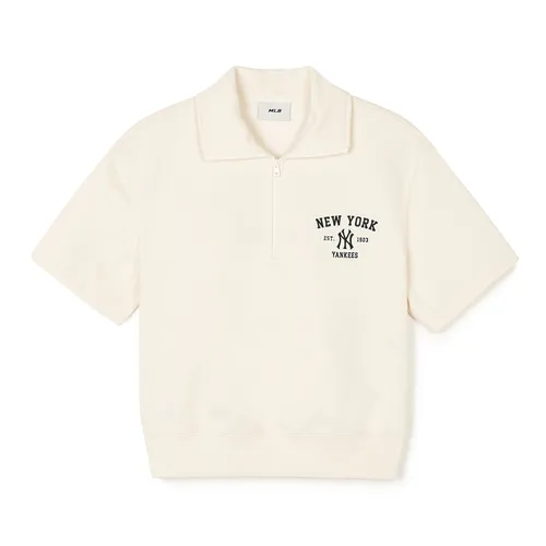 Áo Polo Nữ MLB Varsity Half Zip Up New York Yankees 3FRSV1843-50CRD Màu Kem Size XS