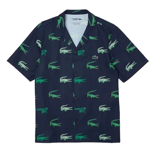 Áo Sơ Mi Cộc Tay Nam Lacoste Golf Printed Short-Sleeved Shirt CH5619-00 Màu Xanh Navy Size 37