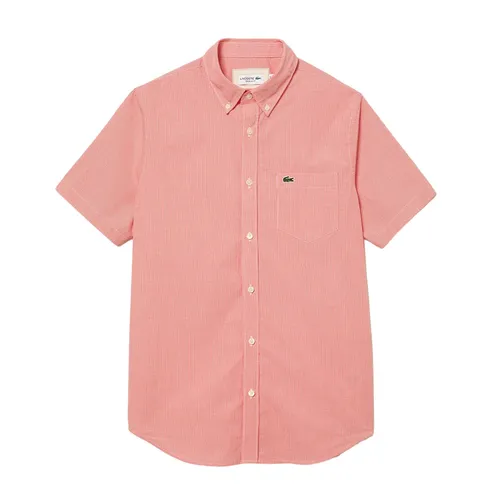 Áo Sơ Mi Cộc Tay Nam Lacoste Men's Regular Fit Gingham Check Shirt 0100-LACCH2879LXS000039 Màu Hồng Size 39