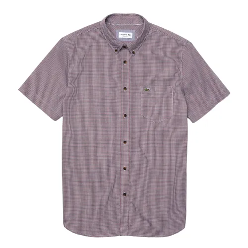 Áo Sơ Mi Cộc Tay Nam Lacoste Men's Regular Fit Gingham Cotton Shirt CH0004 00 P77 Màu Đỏ Xanh Size 38
