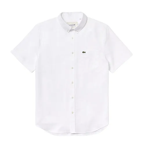 Áo Sơ Mi Cộc Tay Nam Lacoste Regular Fit Cotton Shirt CH0219 001 Màu Trắng Size 40