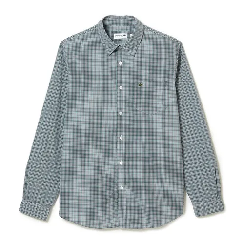 Áo Sơ Mi Dài Tay Nam Lacoste Regular Fit Check CH0193-51 Kẻ Caro Màu Xanh Trắng Size 38