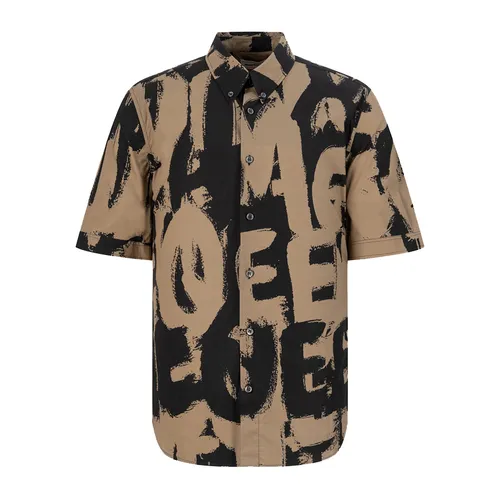 Áo Sơ Mi Nam Alexander McQueen With Graffiti Printed 704923 QTO66 9566 Màu Nâu/Đen