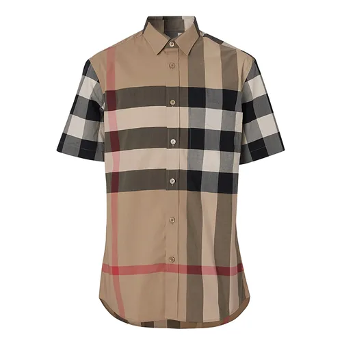 Áo Sơ Mi Nam Burberry Classic Check Short Sleeved Shirt 8017322 Màu Nâu Camel Size XS