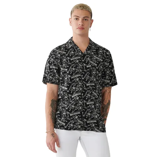 True Religion - Áo Sơ Mi Nam True Religion Logo Resort Shirt 107039 - TA02 Màu Đen Size L - Vua Hàng Hiệu
