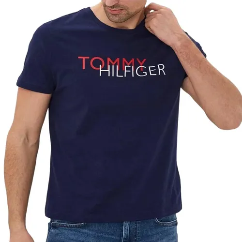 Tommy Hilfiger Áo thun - Áo Thun Nam Tommy Hilfiger Sustainable Brand Print T-Shirt 78J9628 410 - GD04 Màu Xanh Đậm Size S - Vua Hàng Hiệu