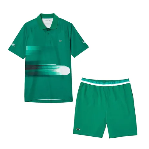 Bộ Quần Áo Cộc Tay Nam Lacoste Men's Sport x Novak Djokovic Print Stretch Màu Xanh Green Size 4