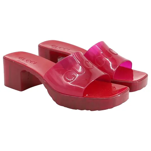 Dép - Dép Cao Gót Nữ Gucci GG Logo Transparent Slides Red Màu Đỏ Size 35 - Vua Hàng Hiệu