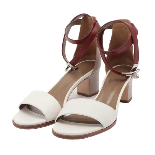 Dép Hermès Nữ - Dép Cao Gót Nữ Hermès Leather Sandals White Manage Half Rubber Available Màu Trắng Be Size 38.5 - Vua Hàng Hiệu