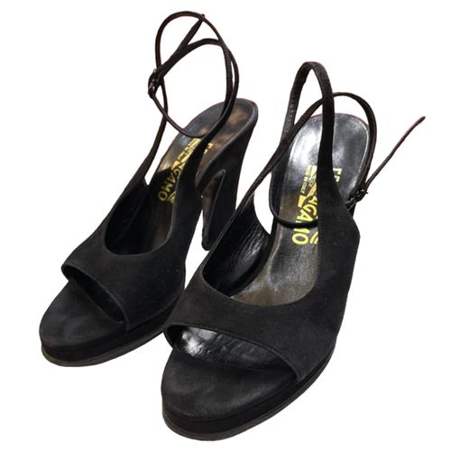 Giày Cao Gót Nữ Salvatore Ferragamo Vintage Black Evening Sandals Màu Đen Size 36