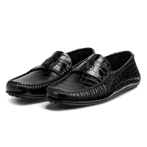 Giày Lười Nam Versace La Medusa Leather Loafers Black DSU8527 Màu Đen Size 42