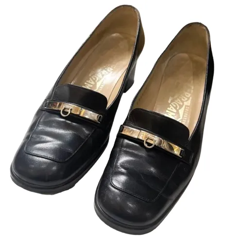 Giày - Giày Lười Nữ Salvatore Ferragamo Shoes Loafer Pumps Heel Màu Đen Size 36 - Vua Hàng Hiệu