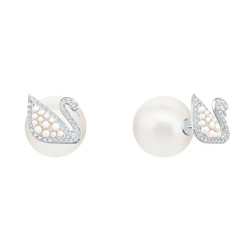 Swarovski Mạ Rhodium, Ngọc trai, Pha lê Áo - Khuyên Tai Nữ Swarovski Iconic Swan Stud Pierced Earrings White, Rhodium Plating 5416591 Màu Trắng - Vua Hàng Hiệu
