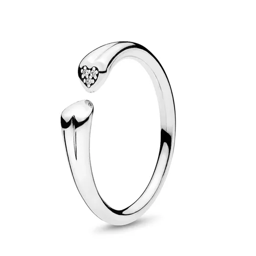 Nhẫn Nữ Pandora Two Hearts Open Ring 196572CZ Màu Bạc Size 52