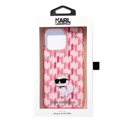 Ốp Điên Thoại Karl Lagerfeld Monogram Choupette Case For iPhone 15 Pro Max Màu Hồng