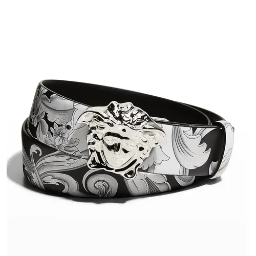 Thắt lưng Versace Nam - Thắt Lưng Nam Versace Medusa Baroque Reversible Leather Belt DCU6705 Màu Đen Trắng Size 90 - Vua Hàng Hiệu