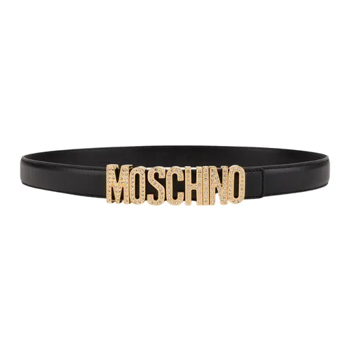 Thắt Lưng Nữ Moschino Black Leather With Crystal Lettering 2327 A802480243555 Màu Đen - Thắt lưng - Vua Hàng Hiệu